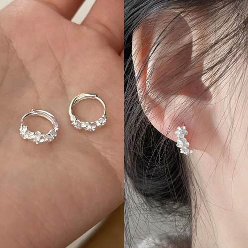 耳扣繁花三朵花耳钉2025年新款