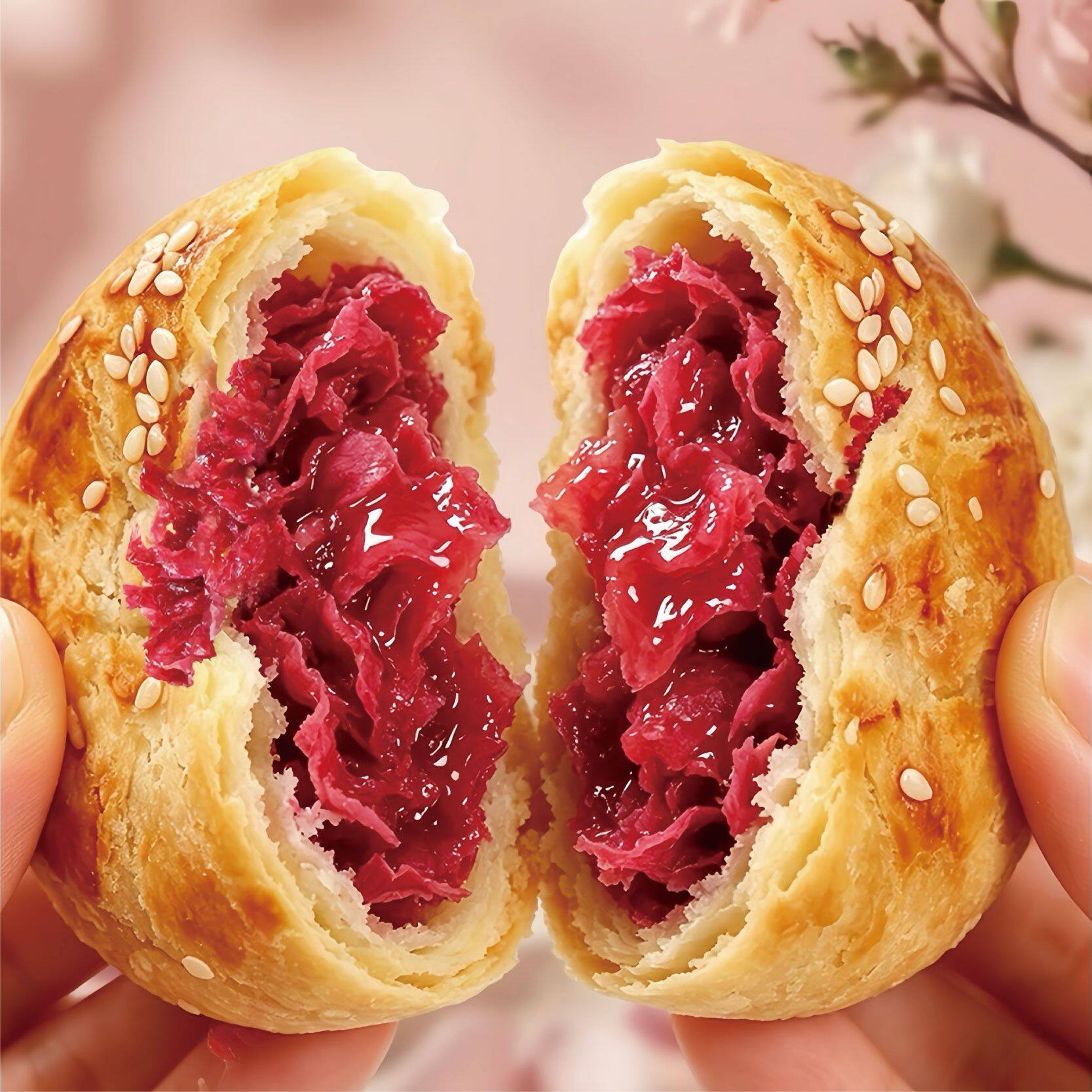 开口笑鲜花饼玫瑰酥饼云南特产鲜花饼高原重瓣玫瑰鲜花酥饼零食a6