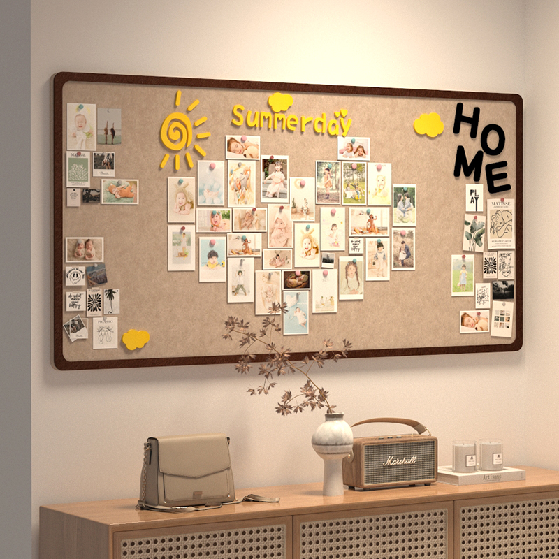 免打孔照片墙高级感客厅墙面装饰娃娃收纳墙相簿墙定制毛毡板墙贴