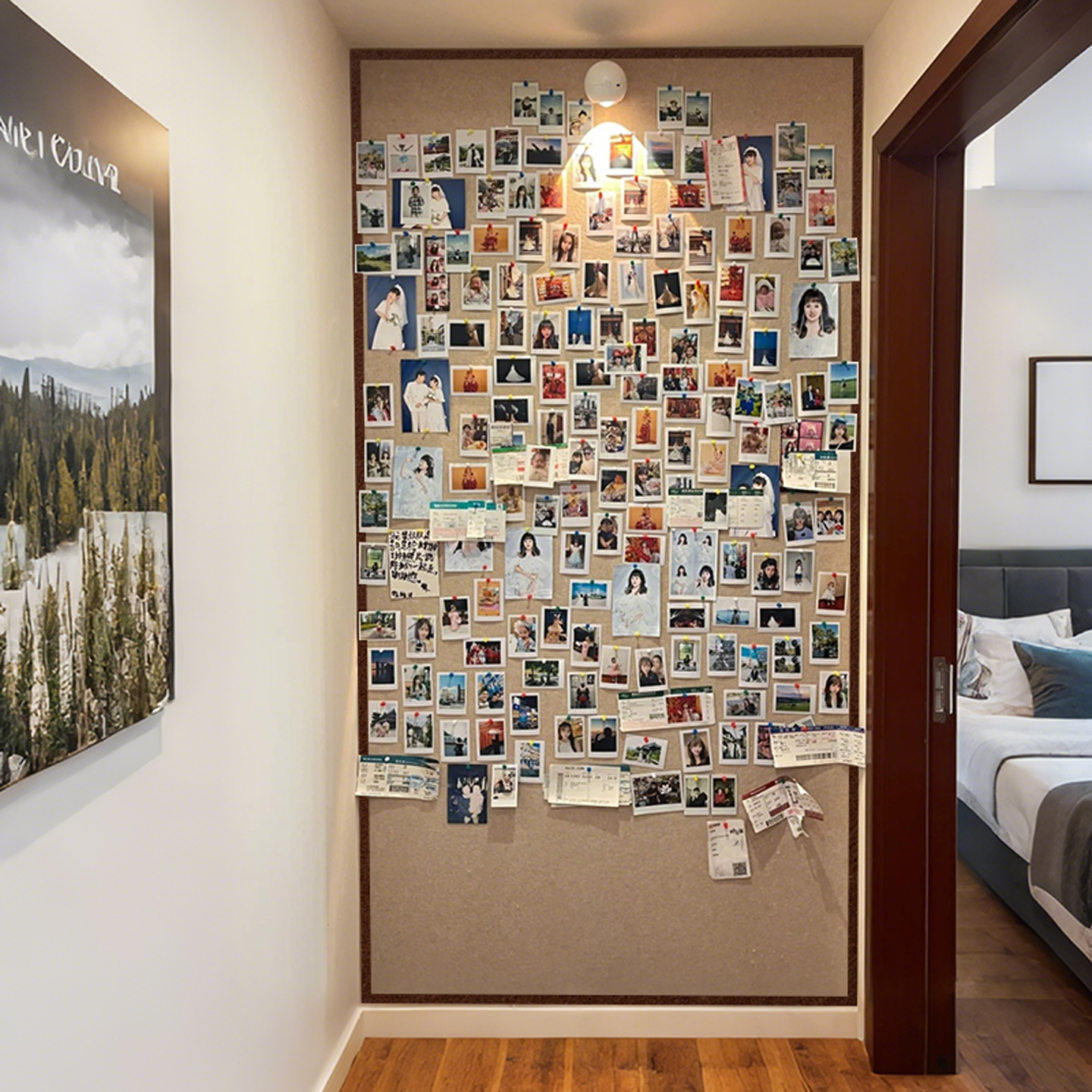 定制照片墙创意毛毡板挂墙留言板免打孔相簿墙客厅墙面装饰背景板