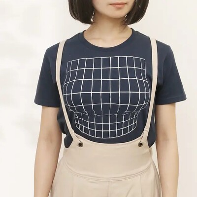 女t-shirt for Women Tees Ladies t shirts几何图案胸廓视觉Chic