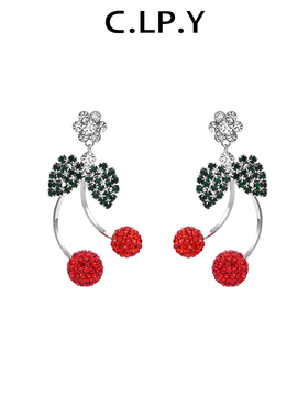 [4折]C.LP.Y红色樱桃耳环新年耳钉女新款小众设计感轻奢高级耳饰