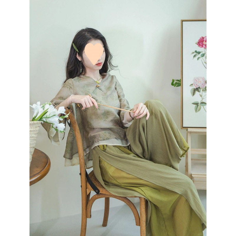 套装女夏款[唐装*中国风*禅意]套装新中式/上衣阔腿裤/超仙套装