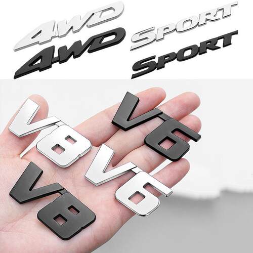 汽车改装4WD车贴纸全时四驱大排量AWD越野V6侧标V8 4*4金属车尾标