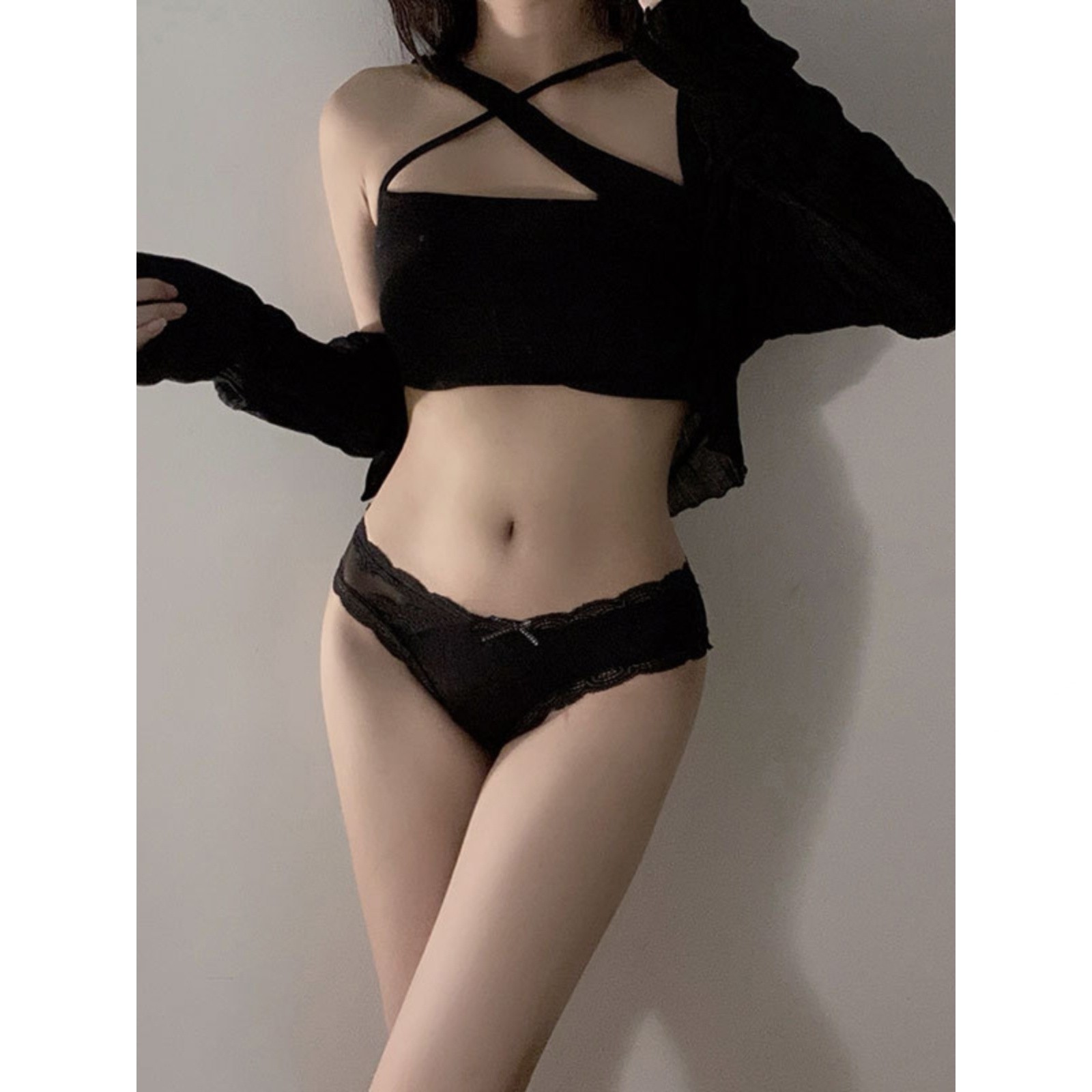 性感蕾丝花边网纱黑白色内裤低腰交叉透气甜美蝴蝶结少女三角短裤,女士内衣/男士内衣/家居服,女三角裤,淘宝优惠券,粉丝福利购,淘宝优惠卷