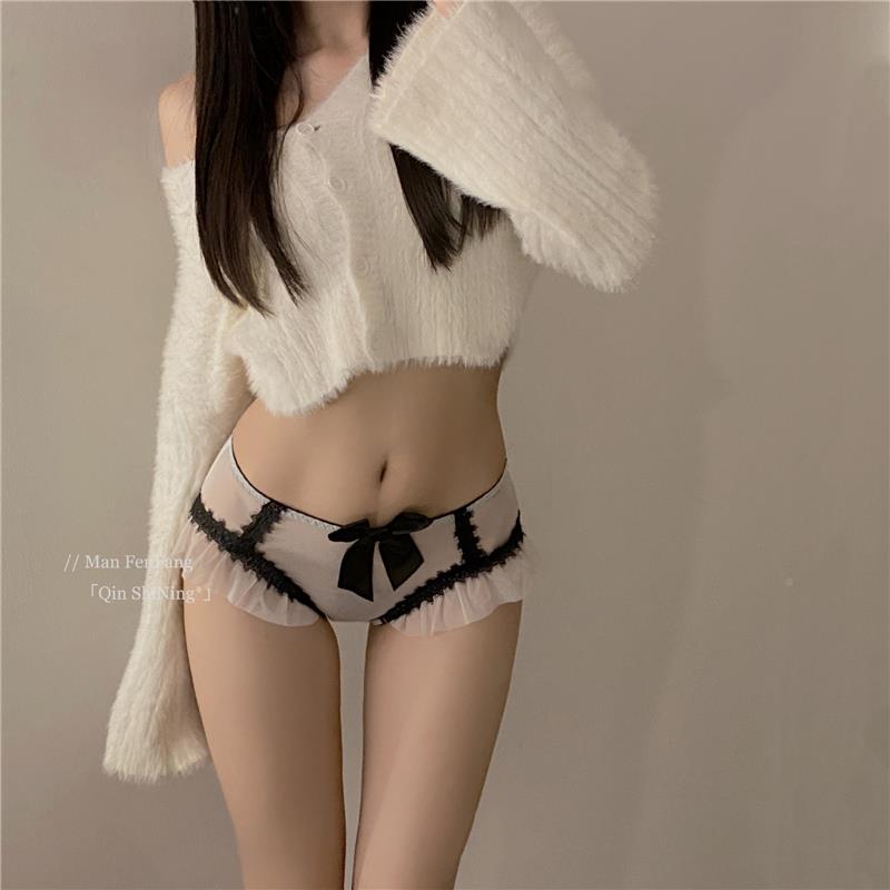 日系偷年心萝莉气性蕾丝少女青内裤低腰纯D88#感欲蝴蝶结透三角裤