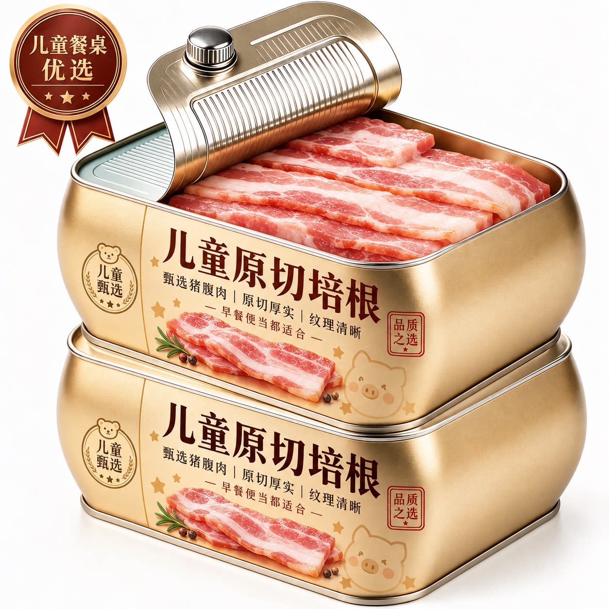 培根儿童原切烟熏肉片三明治手抓饼专注儿童营养早餐官方旗舰店