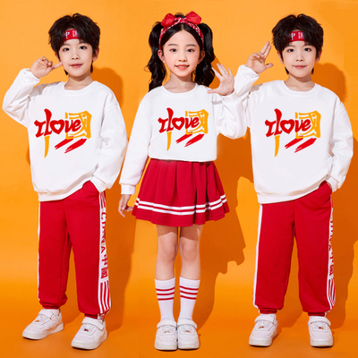 小学生运动会班服秋冬款长袖男女童舞蹈服合唱服儿童啦啦队演出服