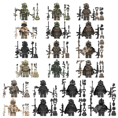 适用于乐高军事三角洲海豹特种兵空勤狙击手侦察士兵武器积木人仔