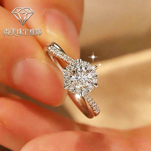 莫桑石女性银ins风轻奢戒指饰品