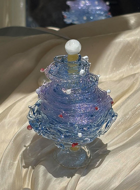 烧制玻璃菠萝圣诞树拉丝琉璃桌面客厅卧室居家装饰摆件成品彩玻璃