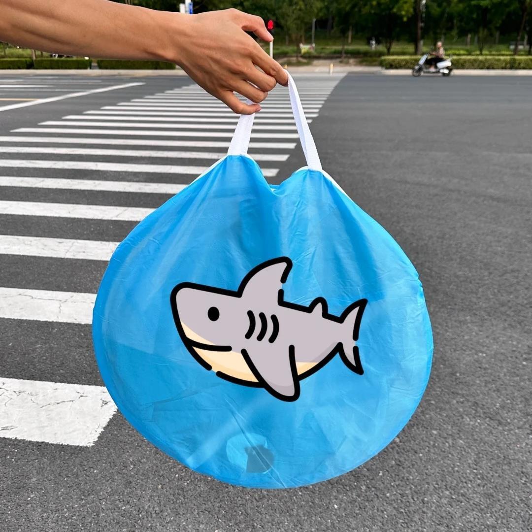小鲨鱼沙滩帐篷儿童海边嬉水帐篷便携式戏水速开遮阳户外水上乐园