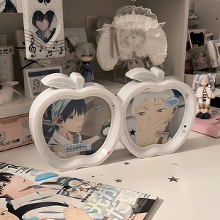 可爱苹果相框摆台谷美小卡相片展示架可摆放挂墙情侣闺蜜桌面摆件