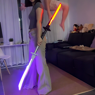 像素刃光剑发光玩具正义之剑二合一七彩双刃激光剑星球大战玩具剑