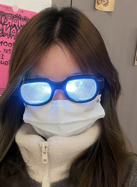 柯南眼镜发光LED科技触摸发光眼镜可充电太阳镜cos二次元道具眼镜