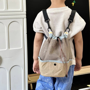 儿童沙滩包超轻便携网眼束口抽绳包双肩户外旅行海边游泳专用包