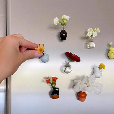 ins风迷你陶瓷小花瓶磁吸冰箱贴