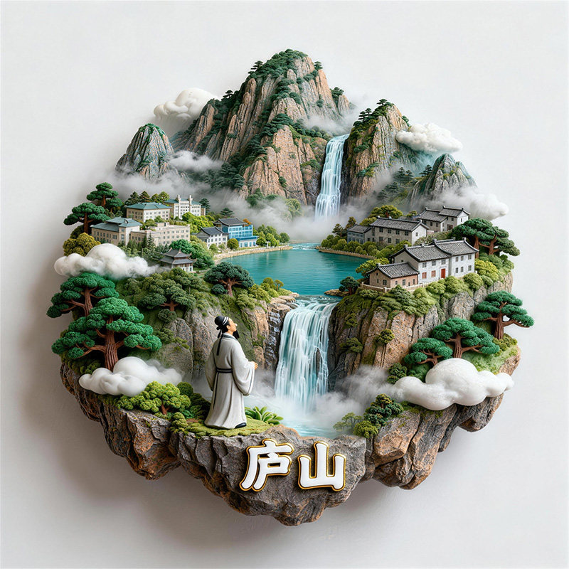 中国景点江西庐山金属冰箱贴高品质浮雕工艺文创小礼物旅游纪念品