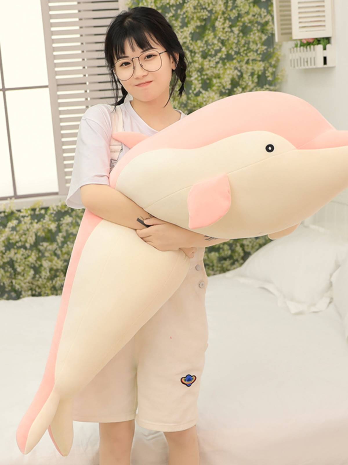 日本进口MUJIE海豚抱枕女生睡觉超软毛绒玩具大号玩偶抱抱熊公仔