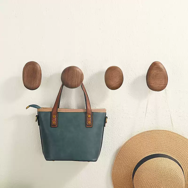 胡桃木客厅装饰挂钩门后玄关墙壁上创意免打孔粘钩挂衣架衣服包包