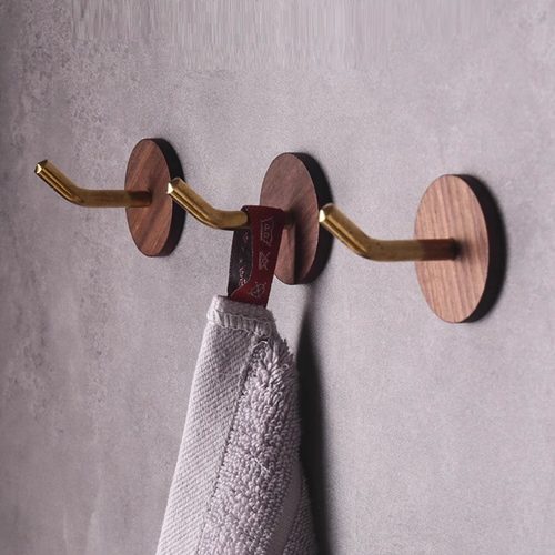 免打孔实木黄铜挂钩高档