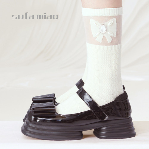 sofamiao桑蚕丝手工钉珠中筒袜