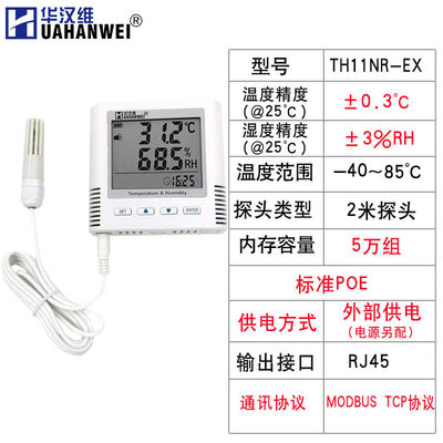 华汉维RJ45温湿度传感器modbusIP/TCP网络型温湿度计太网口工业机