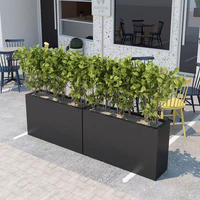 户外铁艺花箱围栏广场售楼部室外摆长方形花槽不锈钢花池花坛