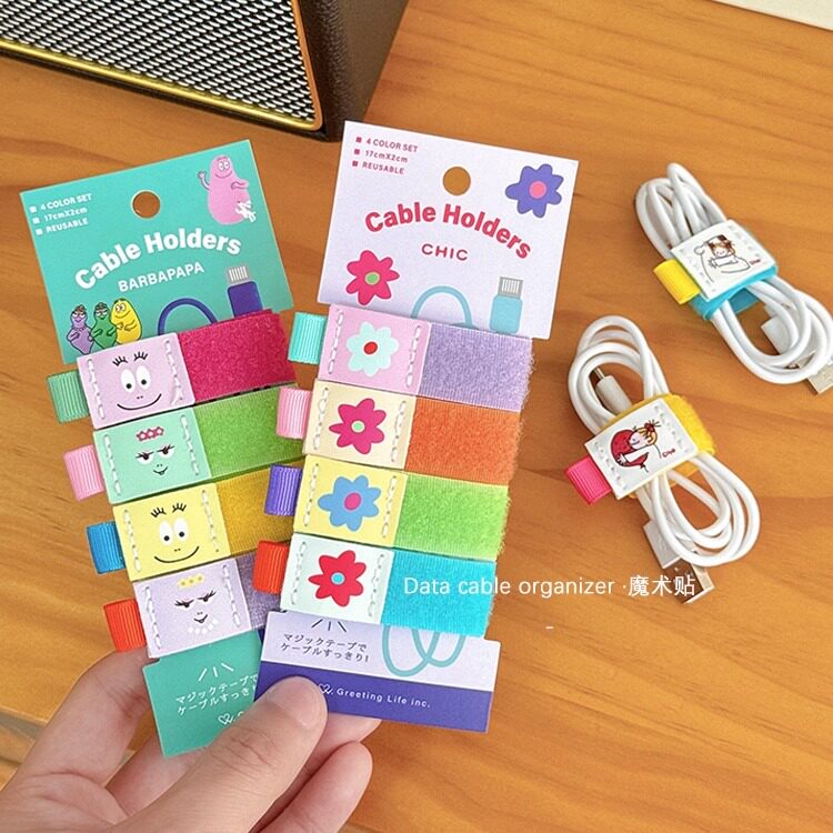 可爱卡通coco酱数据线收纳器魔术贴扎带理线器整理电脑线耳机绑带