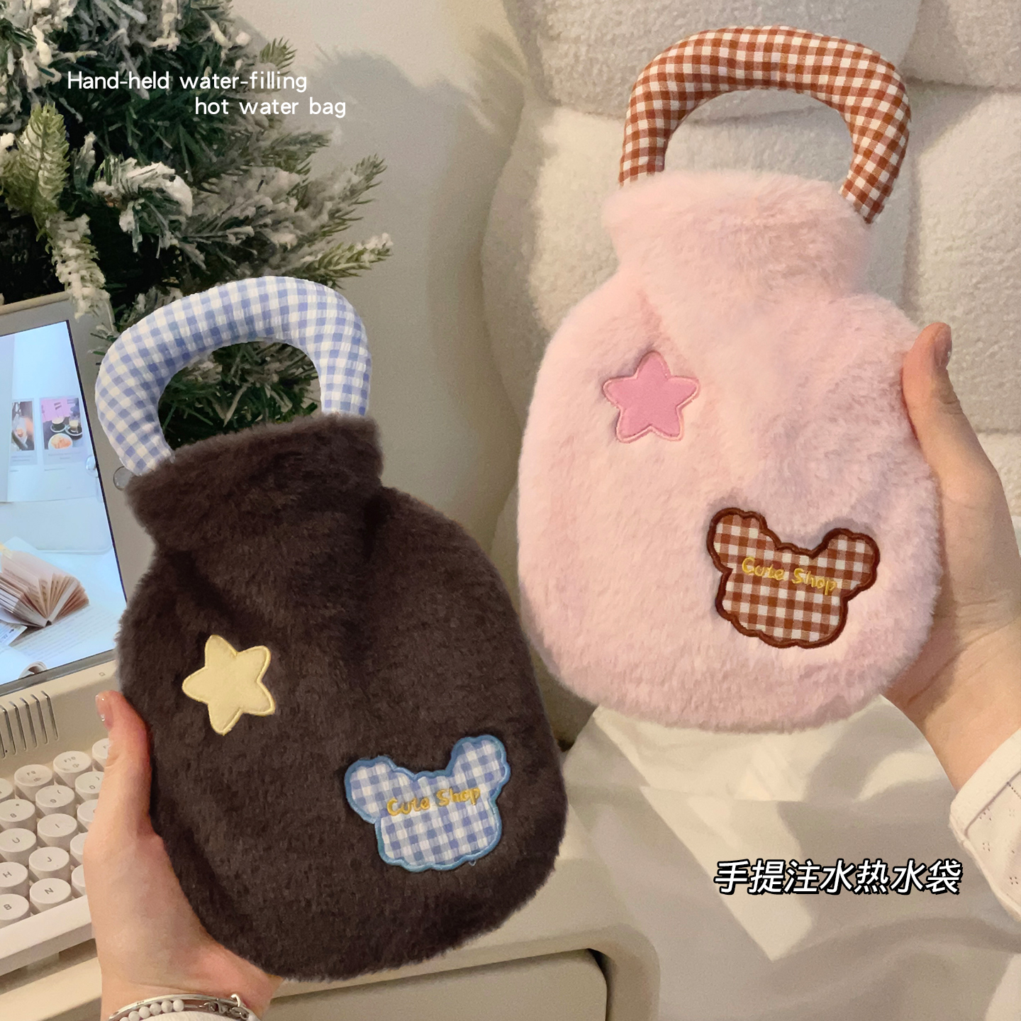 暖水袋热水袋注水暖肚子暖手宝学生敷肚子可爱毛绒热敷便携多功能