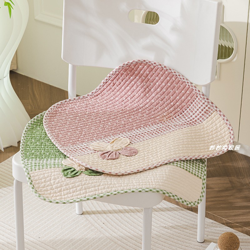 家用椅子坐垫夏季餐桌椅垫纯棉四季田园防滑办公室电脑座椅薄垫子