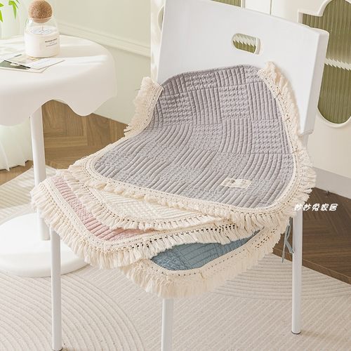 纯棉韩式绗缝椅垫有绑带