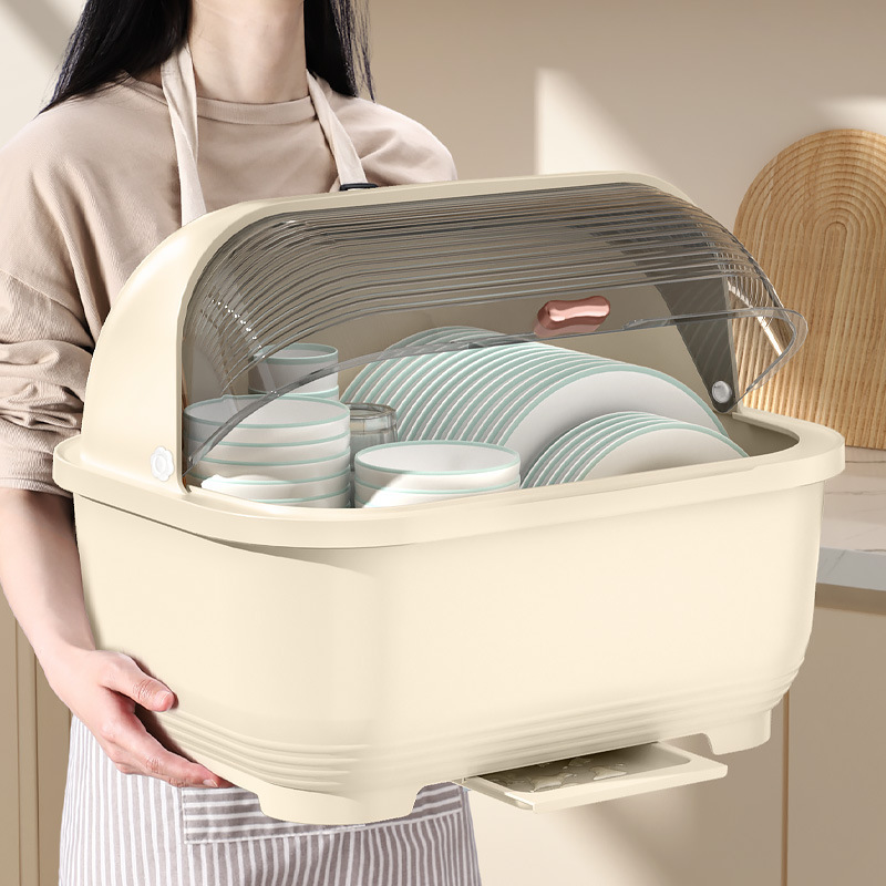 塑料沥水碗柜收纳箱厨房碗筷收纳盒碗碟架家用带盖防尘沥水碗架