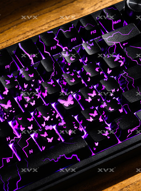 XVX黑蝴蝶键帽银白色OEM高度MID工艺无刻通用键帽 ev63客制化键帽