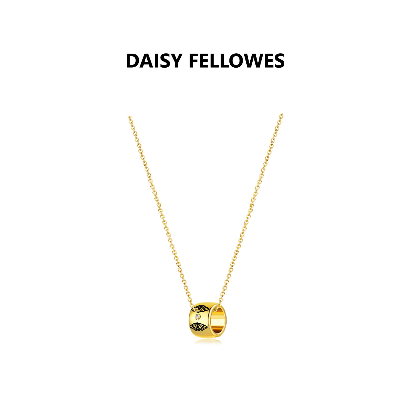 黛西法罗蝴蝶系列金色圆环吊坠链条简约时尚项链女优雅轻奢圆珠链