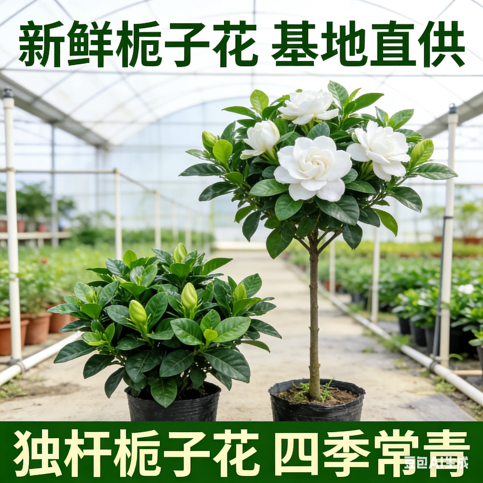 栀子花盆栽 独杆栀子花花卉四季 开花带花苞发货大叶牡丹栀子花