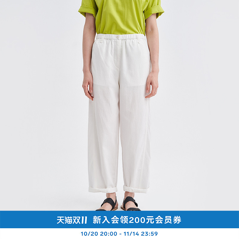 25年夏女士环保棉纱罗棉布锥裤