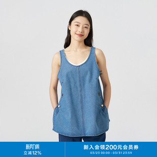 klee 环保棉无弹宽松休闲内搭牛仔背心K0251VE11 klee25春夏女装