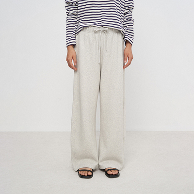 回收棉起绒针织布直筒裤