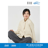 原色高山羊毛耐看百搭舒适人字纹长袖 klee klee春秋女装 毛衣外套