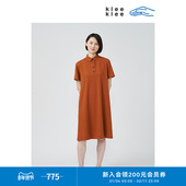 klee klee夏女装 环保棉强捻针织布松弛日常简约风POLO领连衣裙