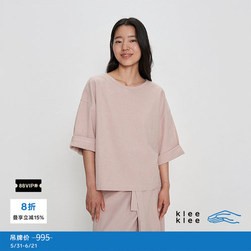 kleeklee粗纱棉麻T恤