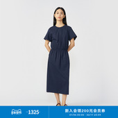 klee klee春女装 环保棉丝棉泡泡纱精致利落休闲大方收腰连衣裙