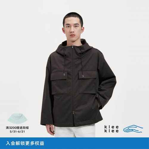 kleeklee复合羊毛连帽夹克外套