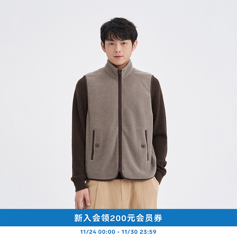 男装环保棉羊毛绒面马甲