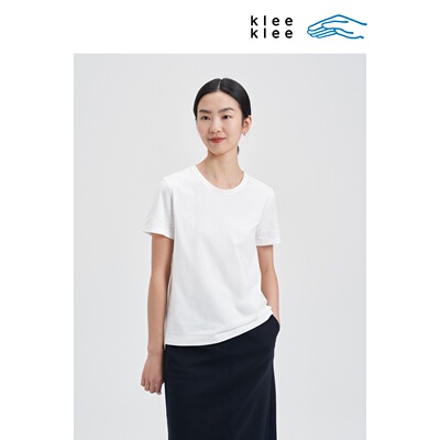klee klee2026早春新款女装全程认证环保棉休闲短袖T恤K0261TS04