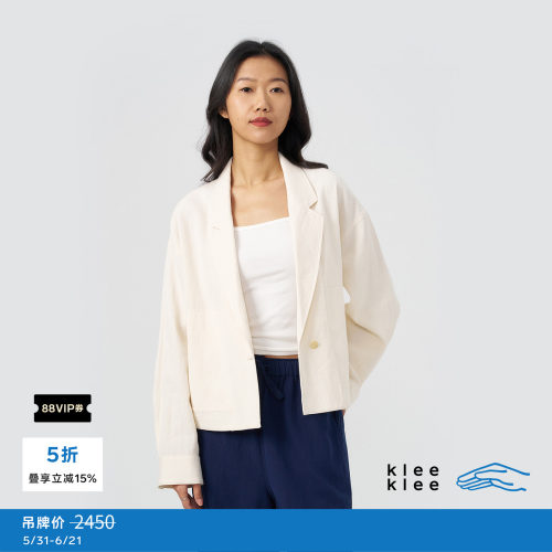 kleeklee粗纱棉麻西装夹克