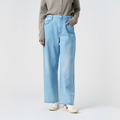 复古水洗风休闲牛仔直筒裤 环保棉纹理感经典 klee春冬女装 klee