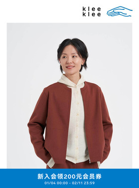  klee klee2026早春新款女装环保棉厚针织拉链夹克外套K0261JA02