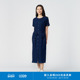 环保棉靛蓝染竹节针织工装 klee klee夏女装 感系带收腰连衣裙